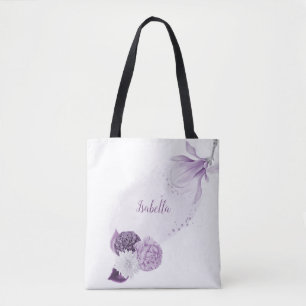 Bolso De Tela flores botánicas moradas románticas