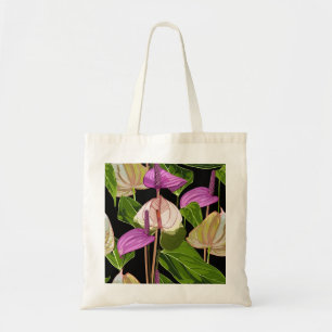 Bolso De Tela Flores brillantes de anturio rosa.