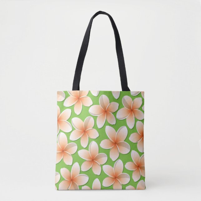 Bolso De Tela Flores brillantes de Frangipani/ Plumeria (Anverso)