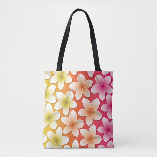 Bolso De Tela Flores brillantes de Frangipani/ Plumeria (Anverso)