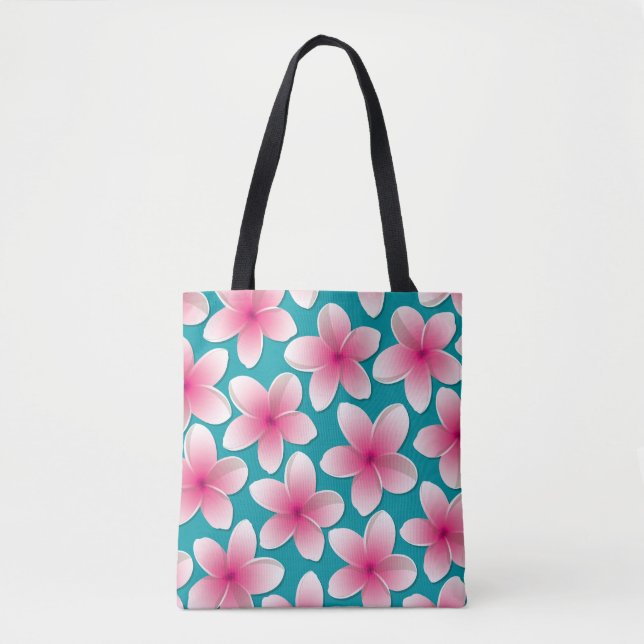 Bolso De Tela Flores brillantes de Frangipani/ Plumeria (Anverso)