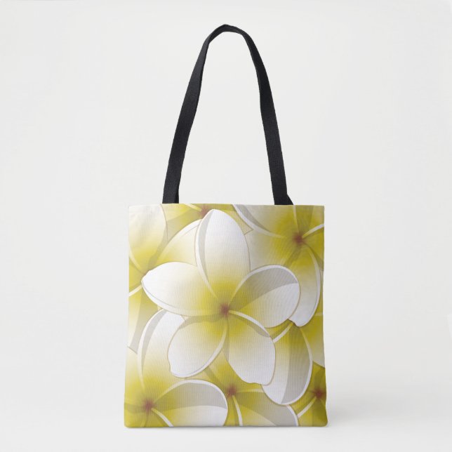 Bolso De Tela Flores brillantes de Frangipani/ Plumeria (Anverso)