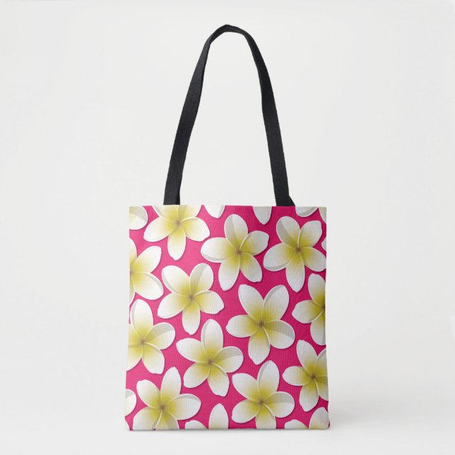 Bolso De Tela Flores brillantes de Frangipani/ Plumeria (Anverso)