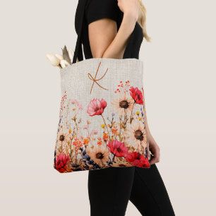 Bolso De Tela flores brillantes de primavera en lienzo parecen