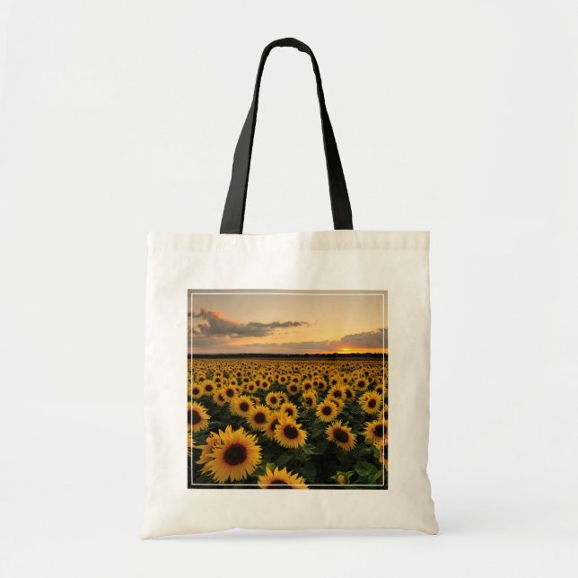 Bolso De Tela Flores | Campo de girasol (Frente)