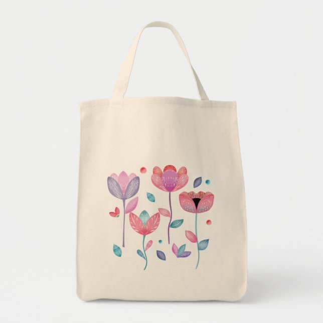 Bolso De Tela Flores Caprichosas  (Frente)
