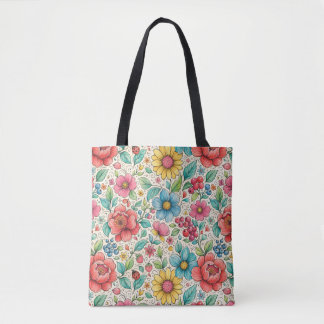 Bolso De Tela Flores caprichosas