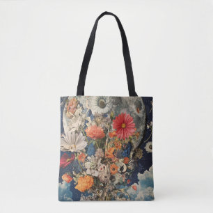 Bolso De Tela Flores Coloridas Bajo Luna Llena