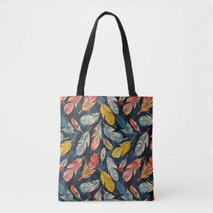 Bolso De Tela Flores con plumas