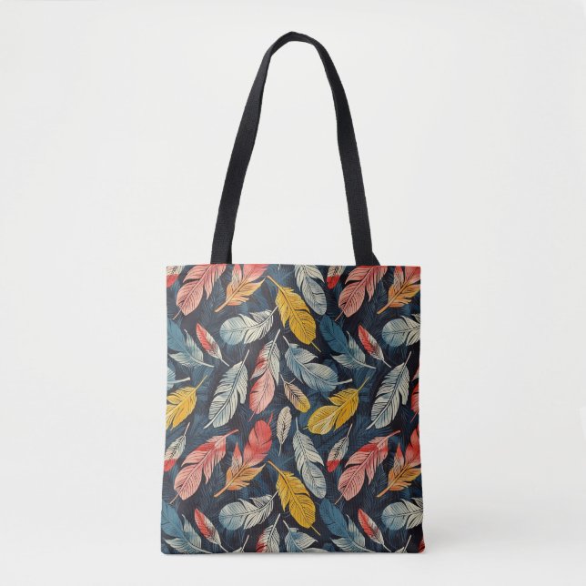Bolso De Tela Flores con plumas (Anverso)