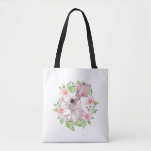 Bolso De Tela Flores conejos y rosas