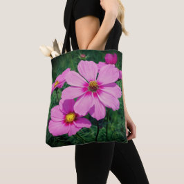 Bolso De Tela Flores Cosmos rosadas
