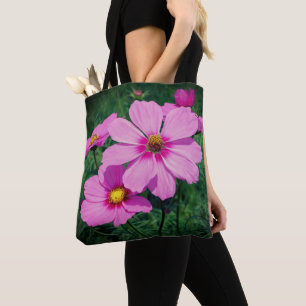 Bolso De Tela Flores Cosmos rosadas
