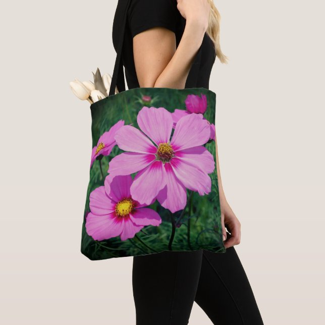 Bolso De Tela Flores Cosmos rosadas (Detalle)