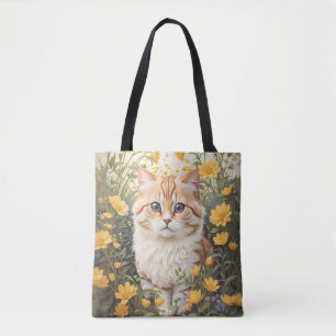 Bolso De Tela Flores Cute Munchkin Cat Y Buttercup
