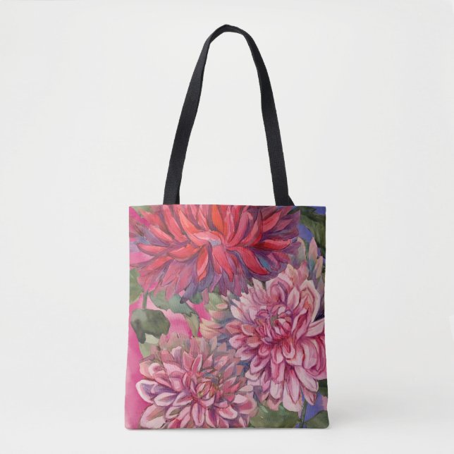 Bolso De Tela flores dahlias (Anverso)