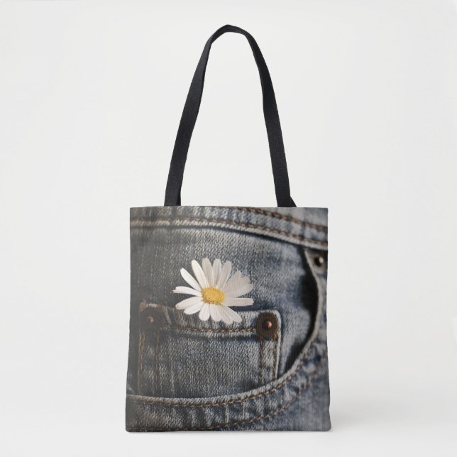 Bolso De Tela Flores | Daisy en Jeans Pocket (Anverso)
