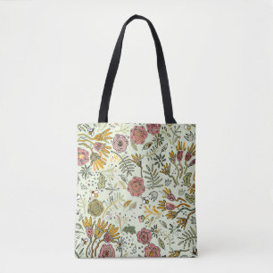 Bolso De Tela Flores de abejas florales acuáticas elegantes y mo