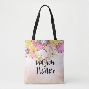 Bolso De Tela Flores de acuarela moderna Boda Matrón de honor