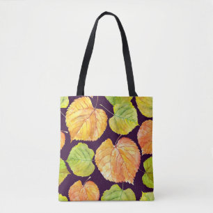 Bolso De Tela Flores de acuarela otoñales, patrón sin costuras.