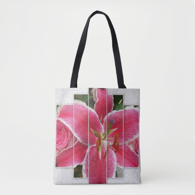 Bolso De Tela Flores de acuarela rosa floral (Anverso)