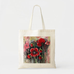 Bolso De Tela Flores De Adormidera En Acuarela