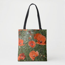 Bolso De Tela Flores de adormidera rojas silvestres en Paphos, C