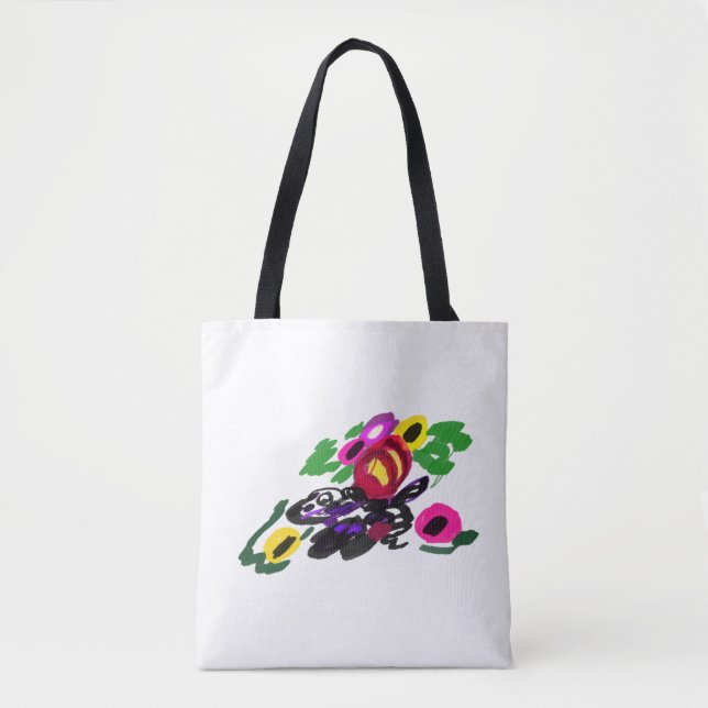 Bolso De Tela flores de alegría dálmata (Anverso)