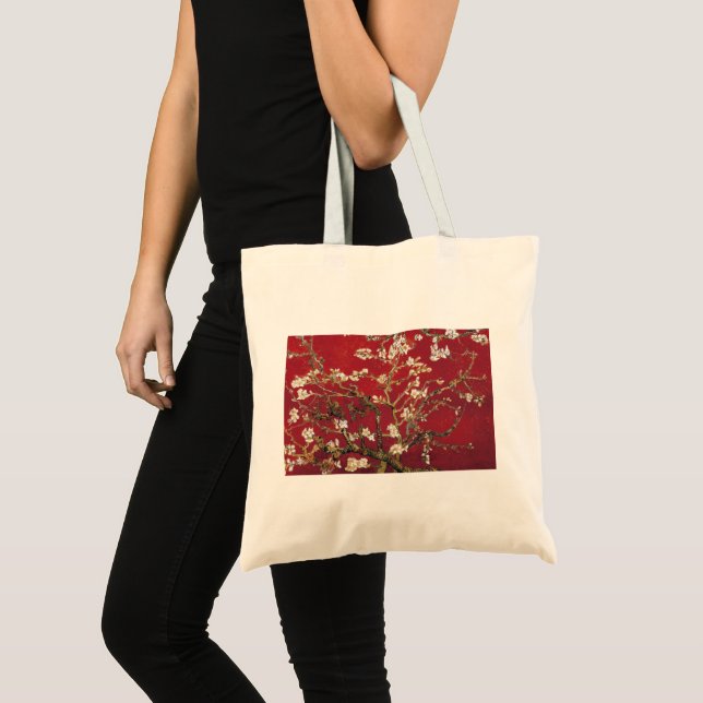 Bolso De Tela Flores de almendra Pintura de arte de Red Vincent  (Anverso (producto))