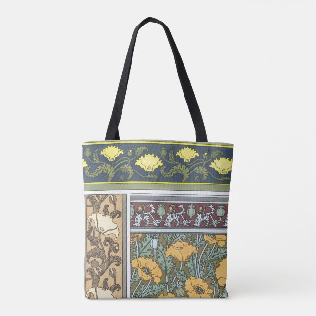 Bolso De Tela Flores de amapola Art Nouveau floridas (Reverso)