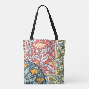 Bolso De Tela Flores de amapola Art Nouveau floridas