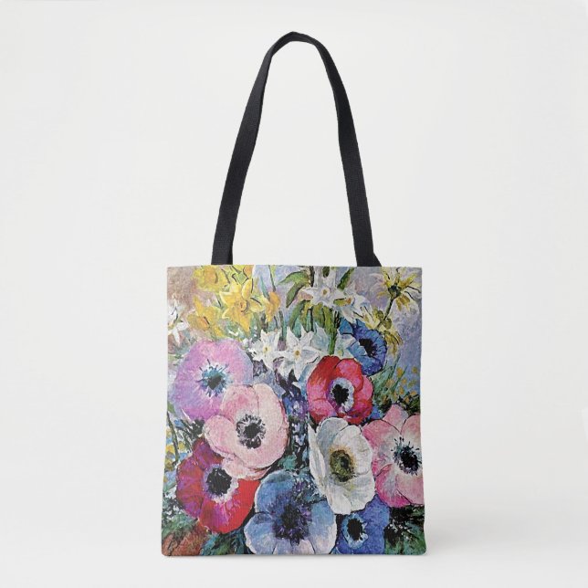 Bolso De Tela Flores de anémonas de Odilon Redon - Simbolismo Be (Anverso)