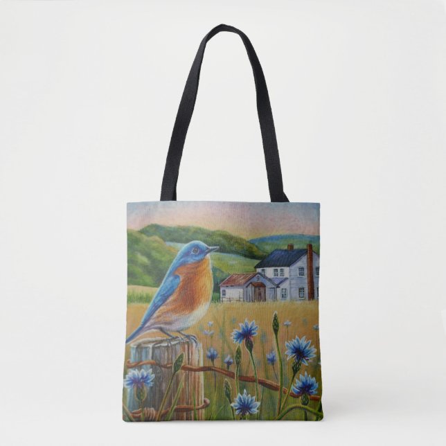 Bolso De Tela Flores de arenilla azul Arma acuática Arte (Anverso)