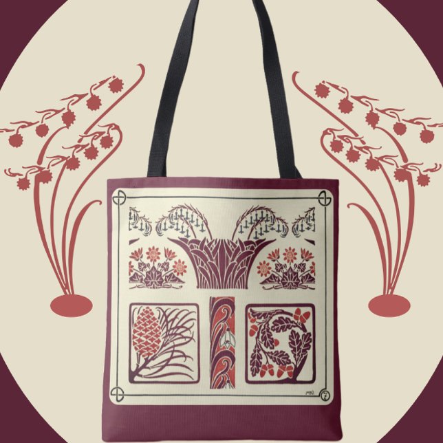 Bolso De Tela Flores de Art Nouveau y Pinecones (Subido por el creador)