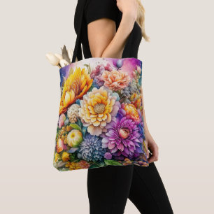 Bolso De Tela Flores de arte de acuarela con colores bonitos