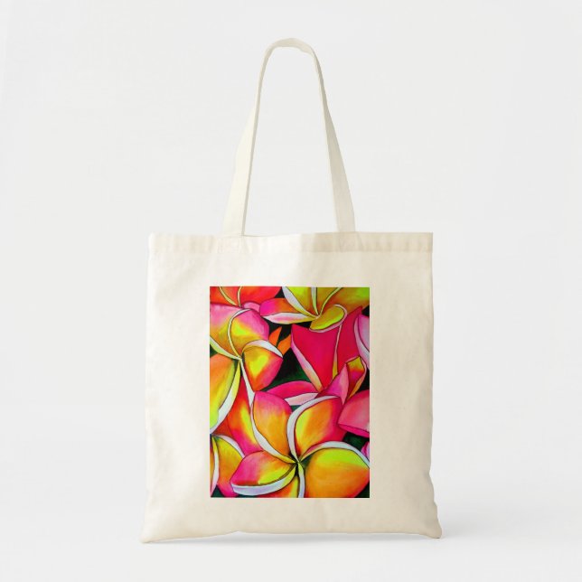 Bolso De Tela Flores de arte de la playa de Plumeria rosa neonat (Frente)