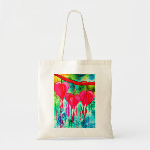 Bolso De Tela Flores de arte del corazón de color rosa neón