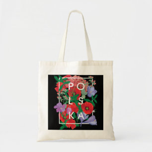 Bolso De Tela Flores de arte Word en Polonia - Polska Orgullo Po