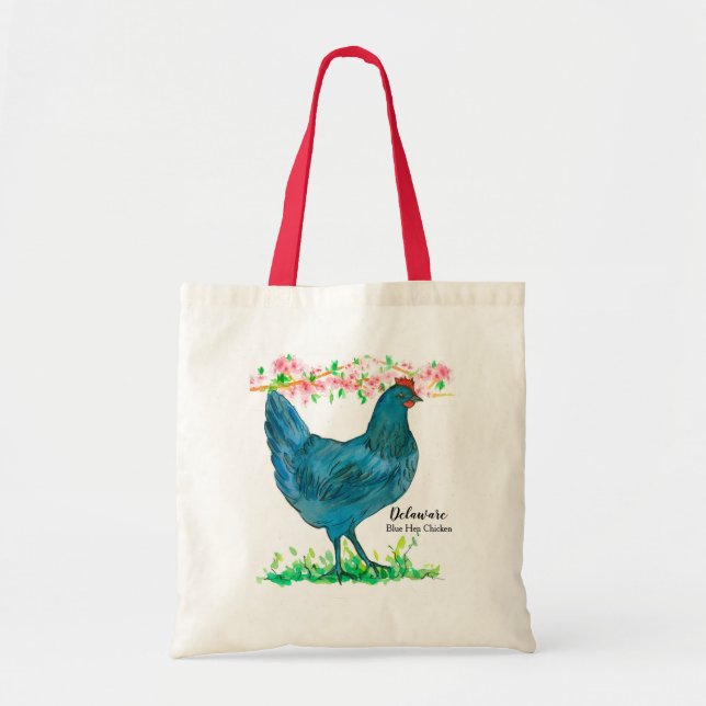 Bolso De Tela Flores de arveja de pollo azul Hen Pájaro (Frente)