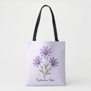 Bolso De Tela Flores de Aster de Septiembre
