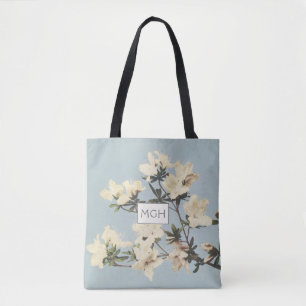 Bolso De Tela Flores de Azalea de Crema Monograma