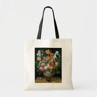 Bolso De Tela Flores de Bodegón Barroco Antiguo en un Jarrón