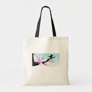 Bolso De Tela Flores de cerezo adaptables del pájaro del gorri