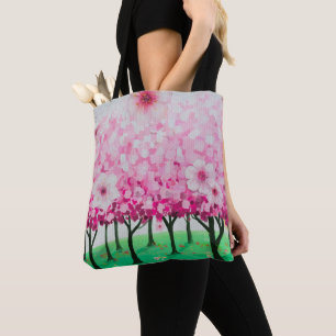 Bolso De Tela Flores de cerezo impresionistas