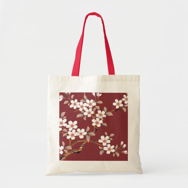 Bolso De Tela Flores de cerezo japonesas (Frente)