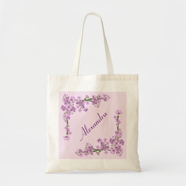 Bolso De Tela Flores de cerezo rosa bonito (Frente)