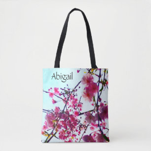Bolso De Tela Flores de cerezo rosa - monogramadas
