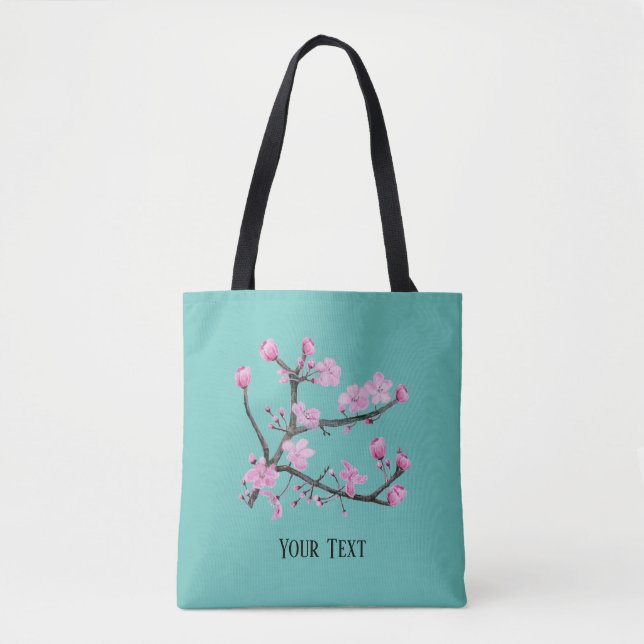 Bolso De Tela Flores de cerezo rosa personalizadas (Anverso)