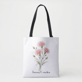Bolso De Tela Flores de Clavel de Enero