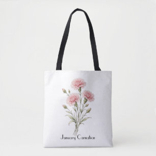 Bolso De Tela Flores de Clavel de Enero 